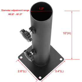 VANROUG adjustable knob detail illustrates versatility fitting multiple pole sizes.