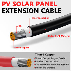Vansdon 20ft black solar extension cable for outdoor charging