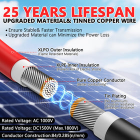 Vansdon 2x40ft black solar extension cable for outdoor endurance