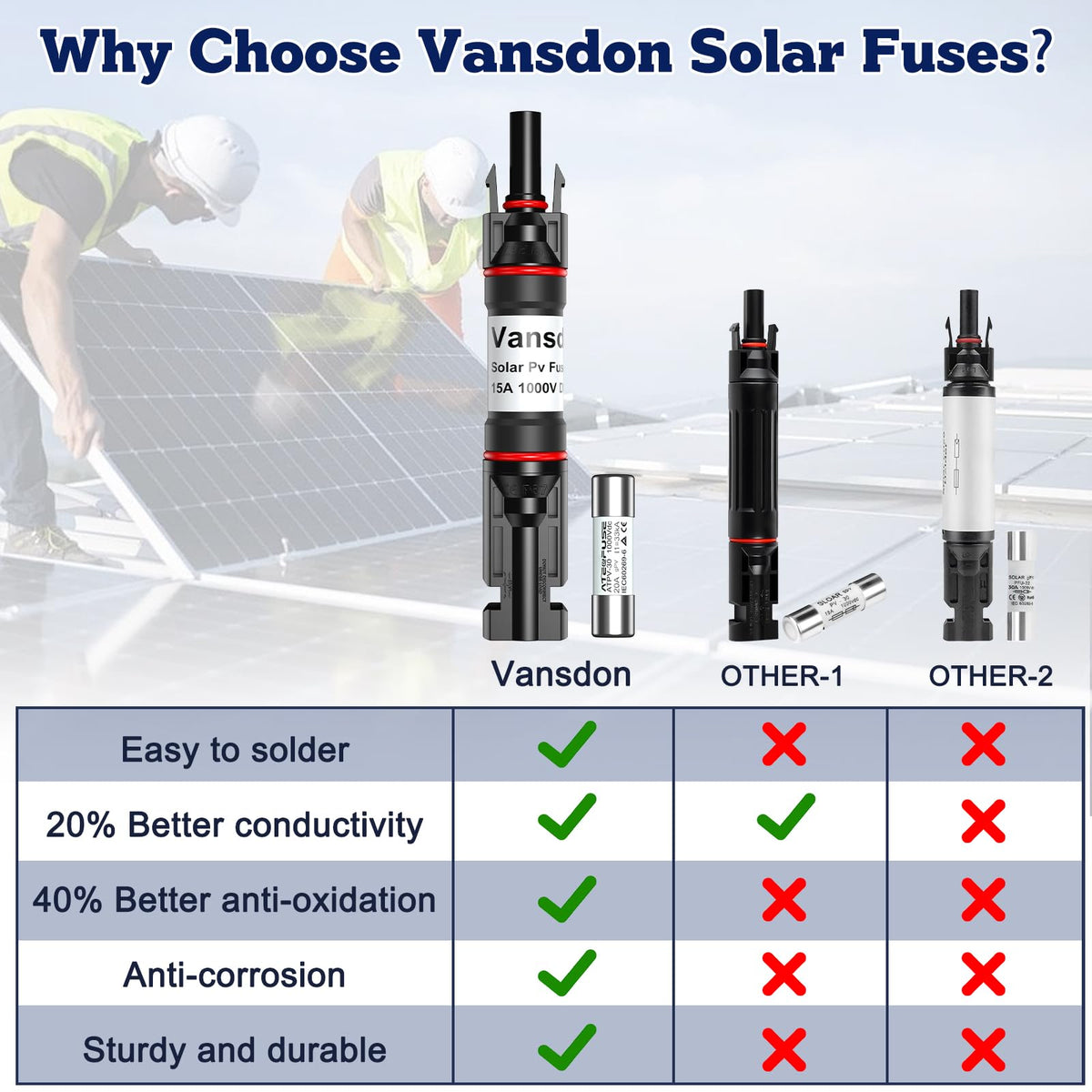 Vansdon locking mechanism on male connector ensures stable outdoor use.