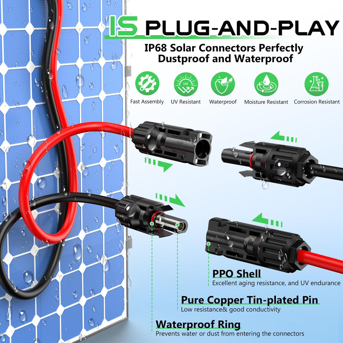 Vansdon solar to XT60 cable linking a solar panel to a generator