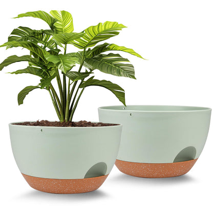 Vanslogreen 12-inch self-watering pot set for convenient indoor plant care.