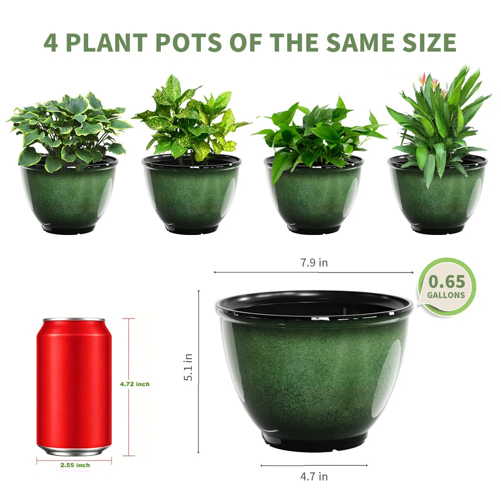 Vanslogreen glossy finish 8-inch planter enhances indoor or outdoor décor.