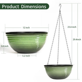 Vanslogreen hanging planter with drainage holes and plugs to control moisture.