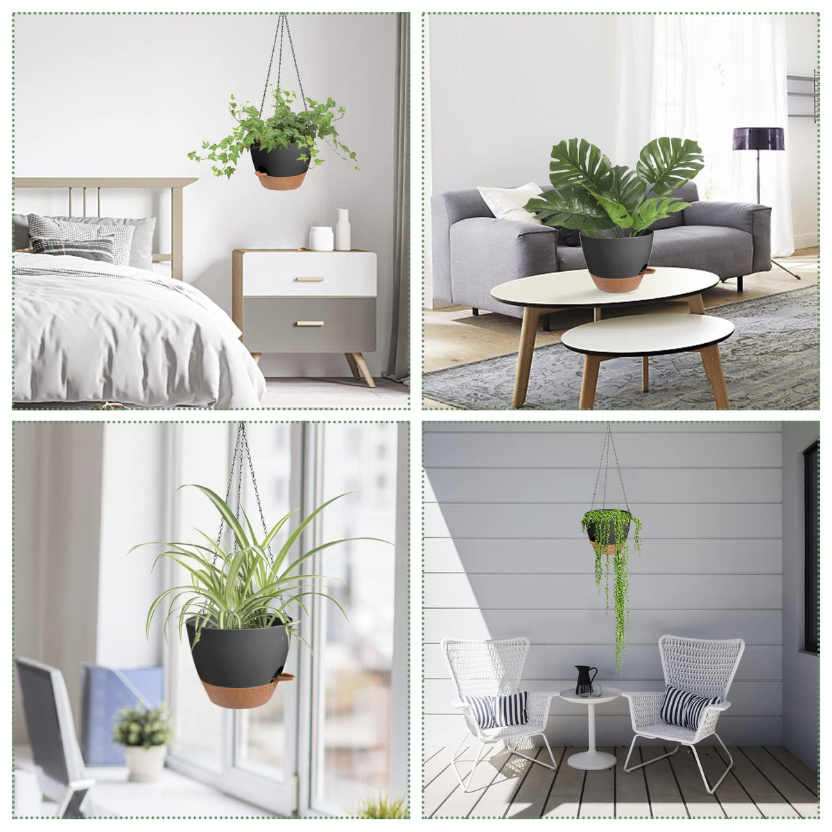 Vanslogreen hanging planter designed for indoor balconies and outdoor patios.