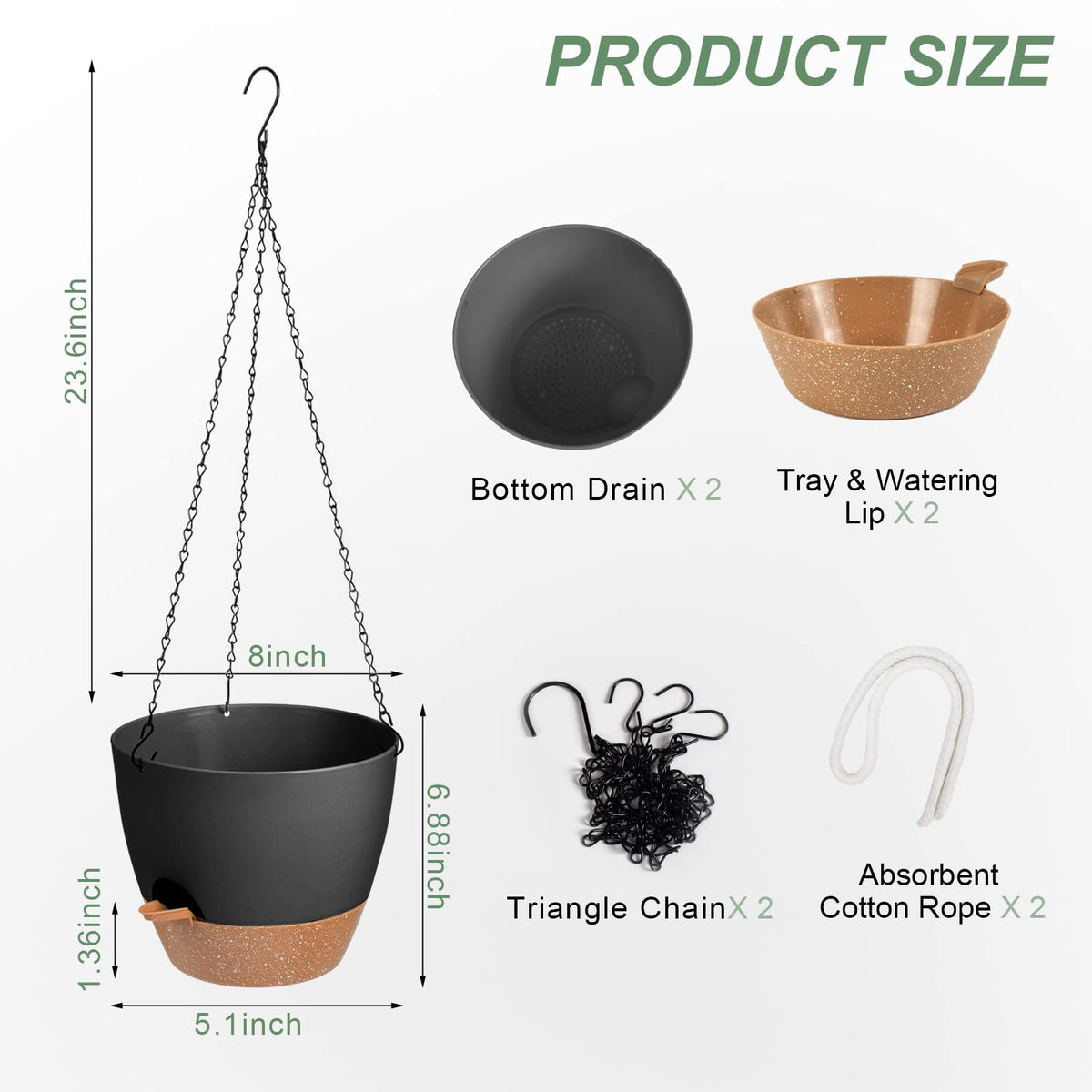 Vanslogreen hanging planter removable tray stores excess water for up to two weeks.