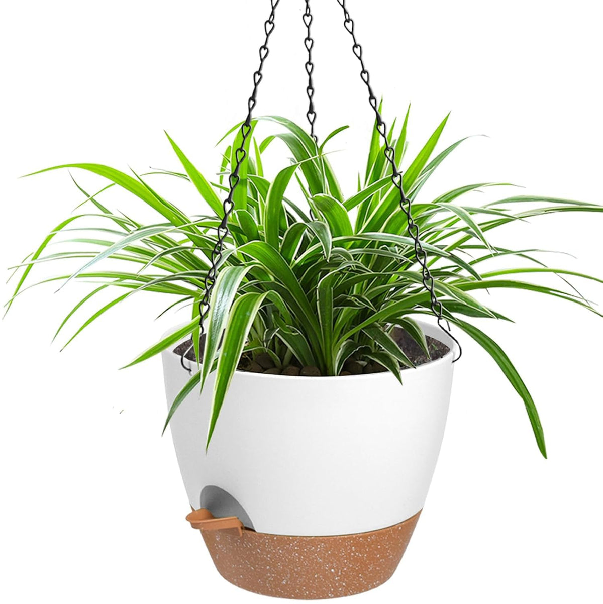Vanslogreen hanging planter with self-watering system maintains soil moisture.