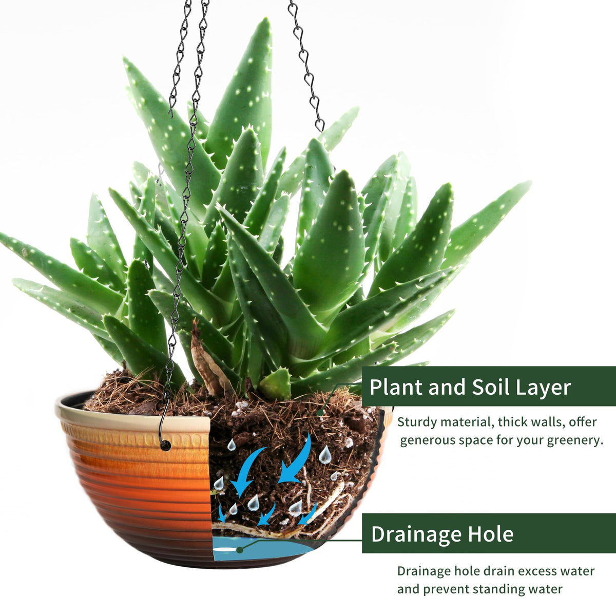 Vanslogreen orange two-pack hanging planters for versatile home garden decor.