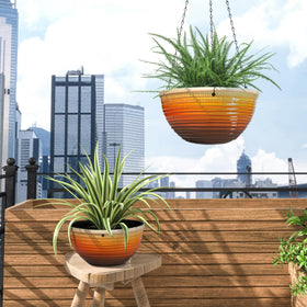 Vanslogreen orange hanging planter set adds color and versatility.
