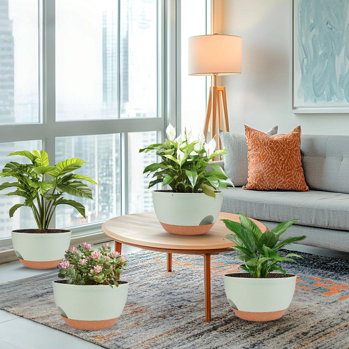 Vanslogreen saucer captures overflow water and soil spill.