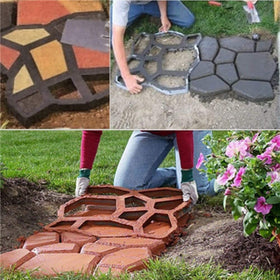 VanSmaGo molds 2-pack used for quick cement pours to shape stepping stones.