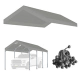 Vanteriam 10'x20' Upgraded Carport Top Cover – Grey, Waterproof, Easy Setup