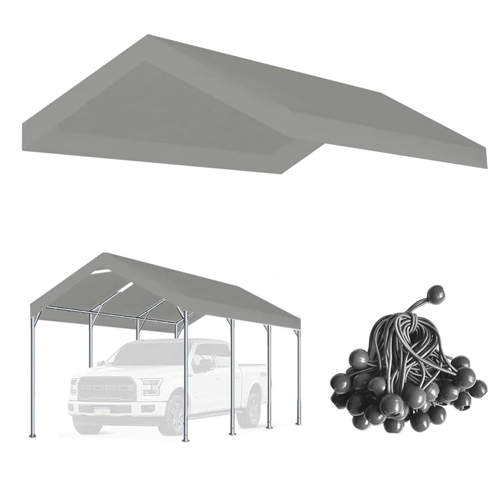 Vanteriam 10x20 carport top cover in grey provides durable weather protection