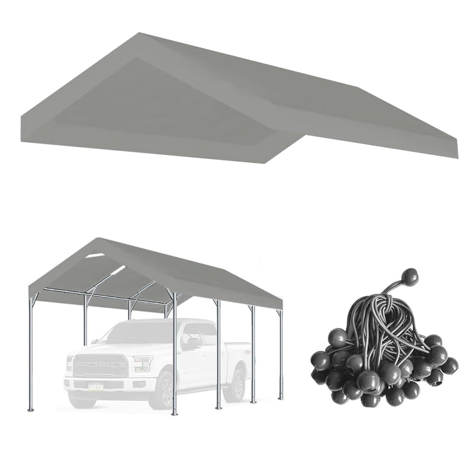 Vanteriam 10x20 carport top cover in grey provides durable weather protection