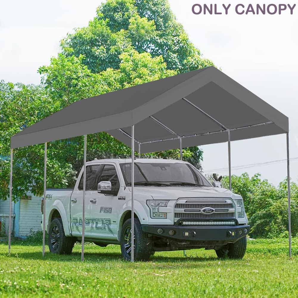 Vanteriam carport cover with ball bungees for quick securement