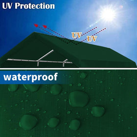 Vanteriam edge with bungees on carport top cover helps secure the shelter