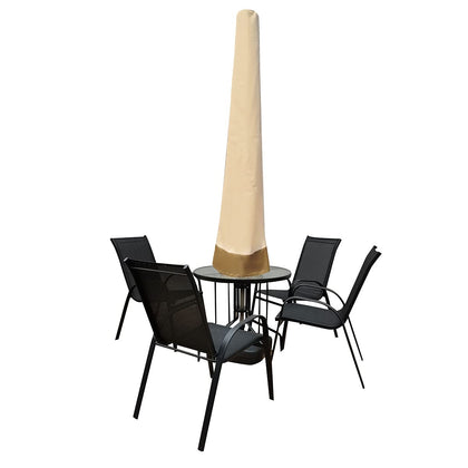 Vanteriam beige umbrella cover protecting a 7 to 10 ft parasol.