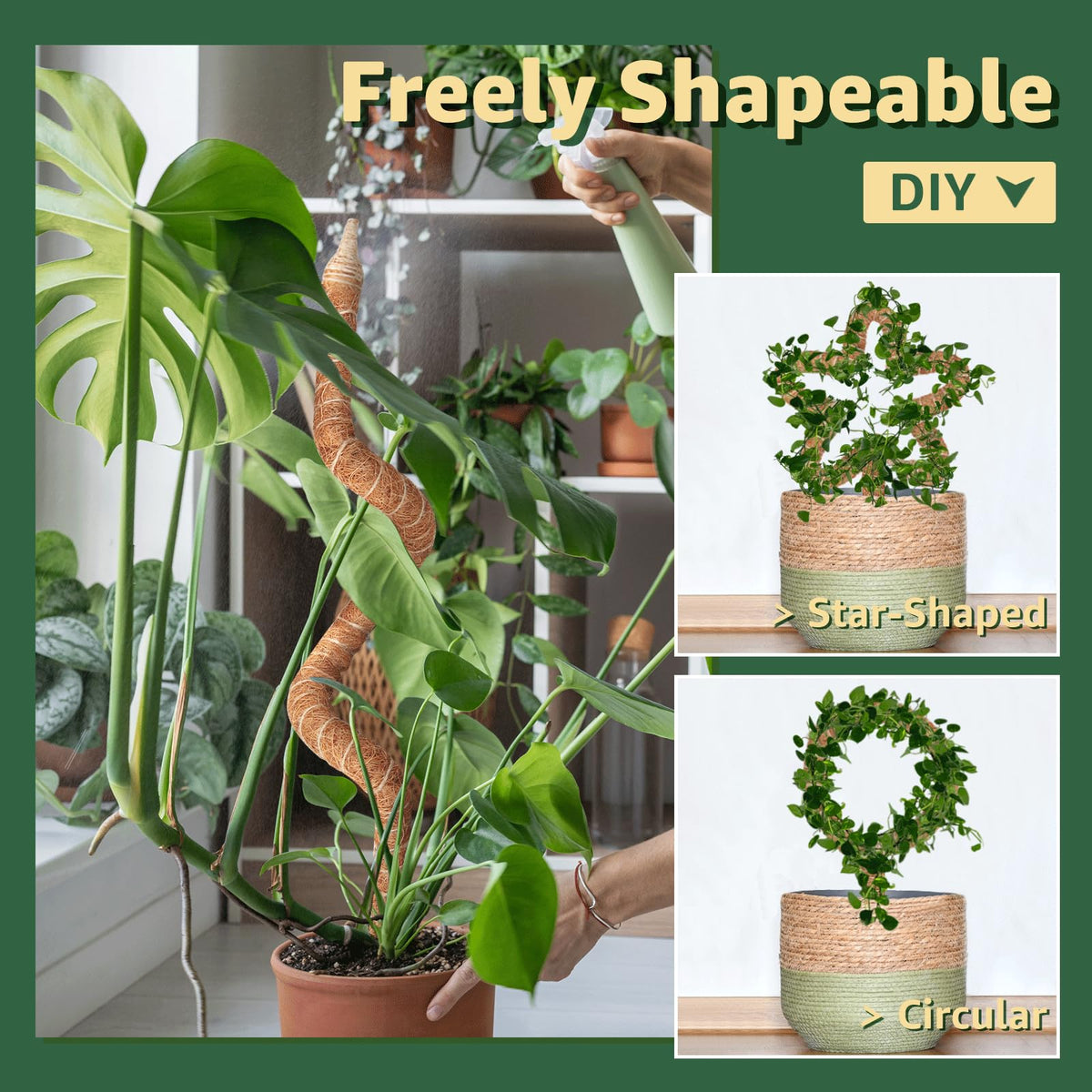 Vanut moss pole Velcro attachment secures climbing vines