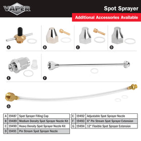 Vaper brass extension nozzle enables precise application in tight spaces.
