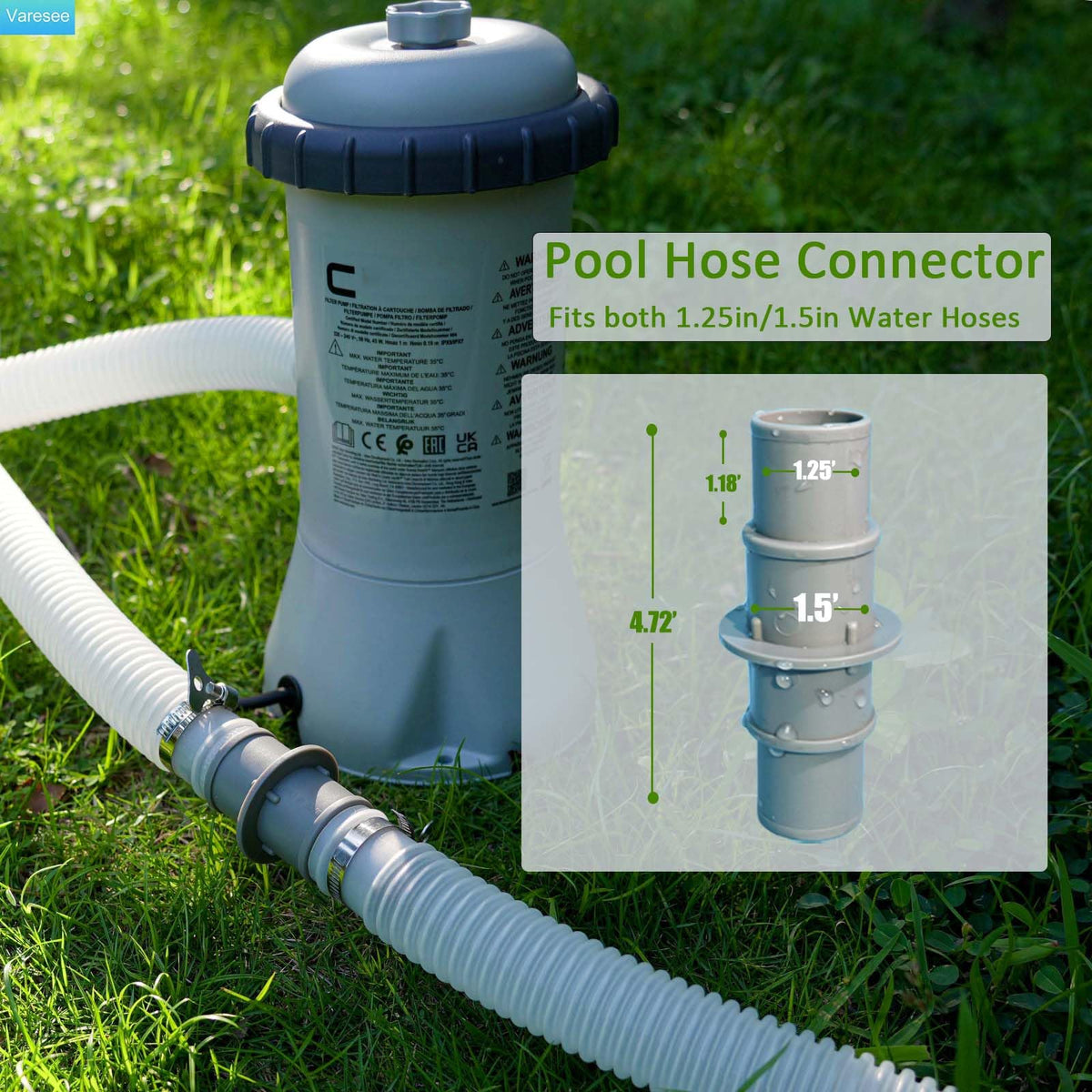Varesee stainless steel clamps for rust-proof connections in outdoor pools