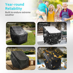 VarietyFACE waterproof patio chair cover back view demonstrates full coverage and weather protection.