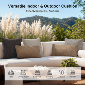 Removable cover on Varmoza pillow enables simple cleaning for outdoor use.