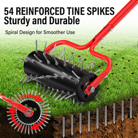 VASALAID spiral spike pattern reduces bounce for stable lawn aeration