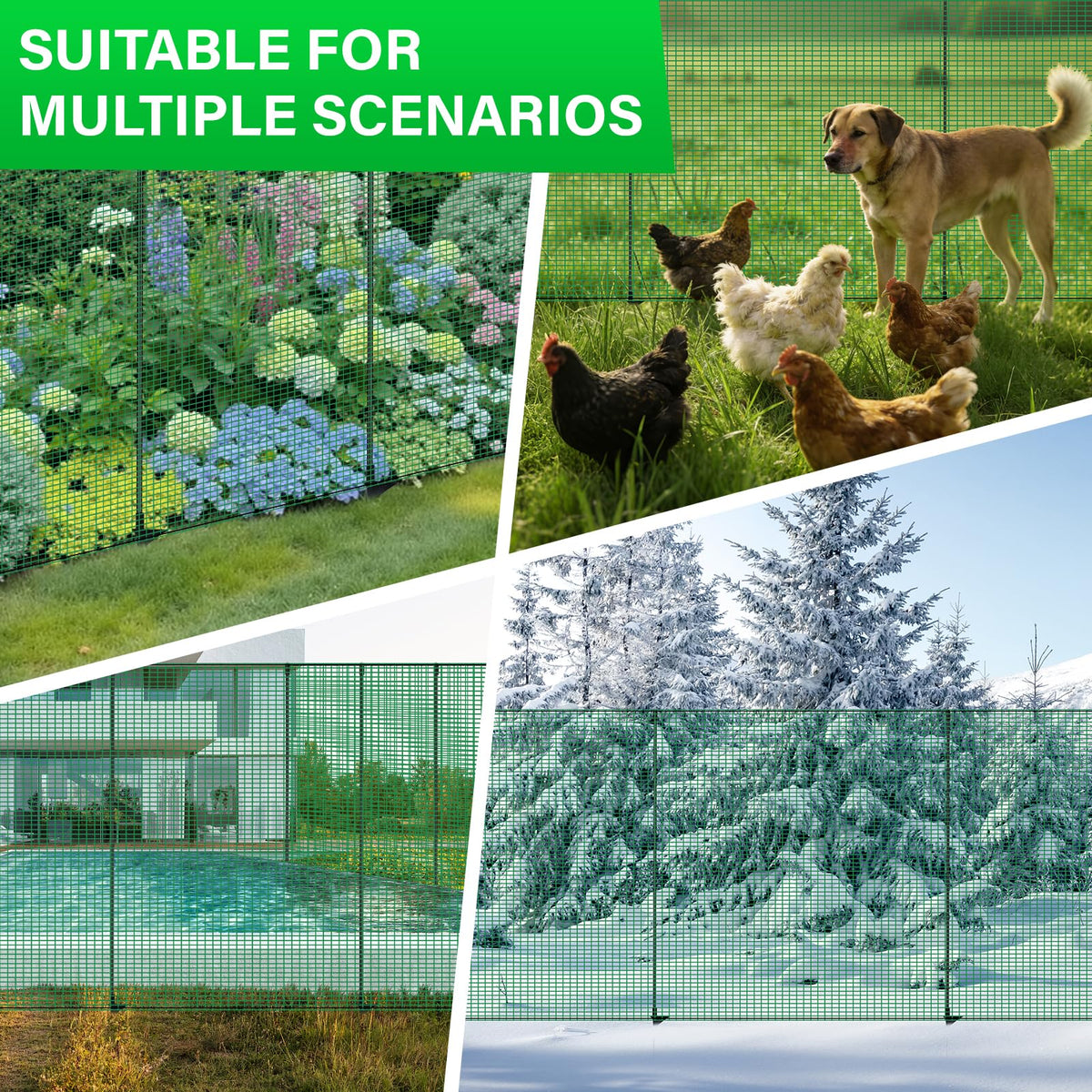 VASALAID garden-use setup demonstrates versatile barrier for plants, pets, and paths.
