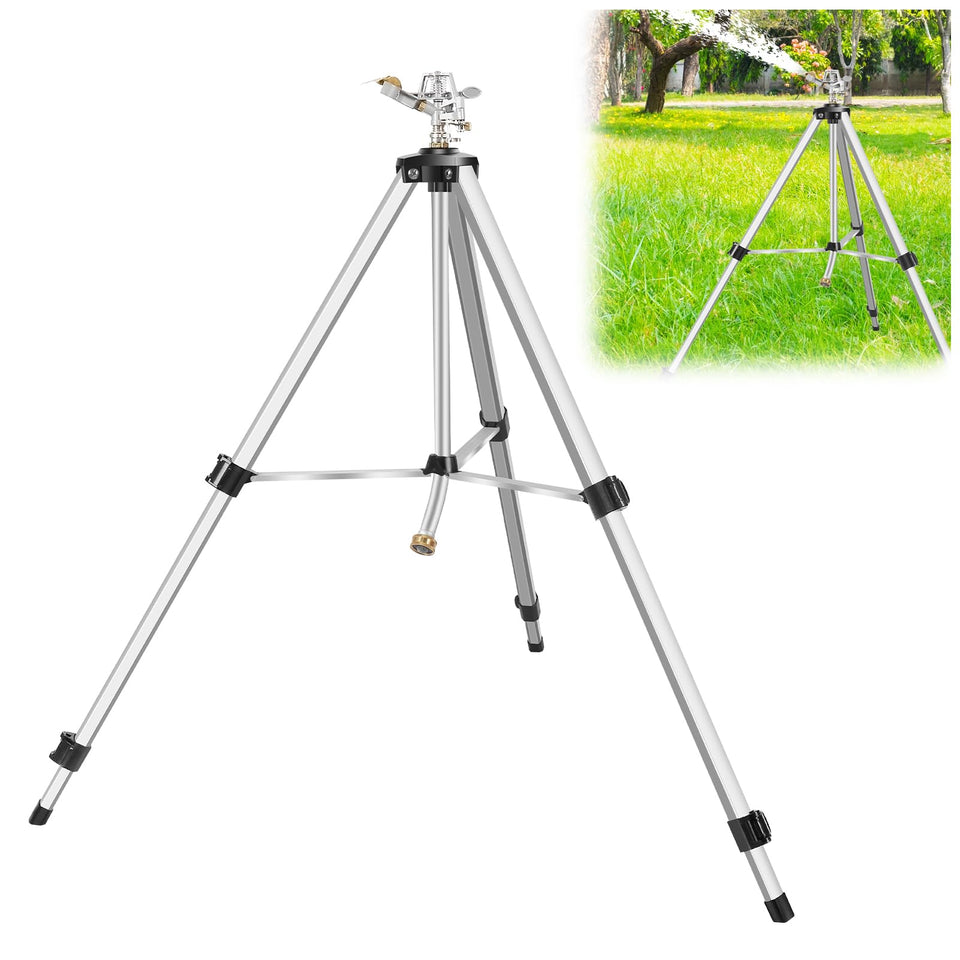 VASALAID heavy-duty tripod sprinkler with brass nozzle for durable outdoor watering