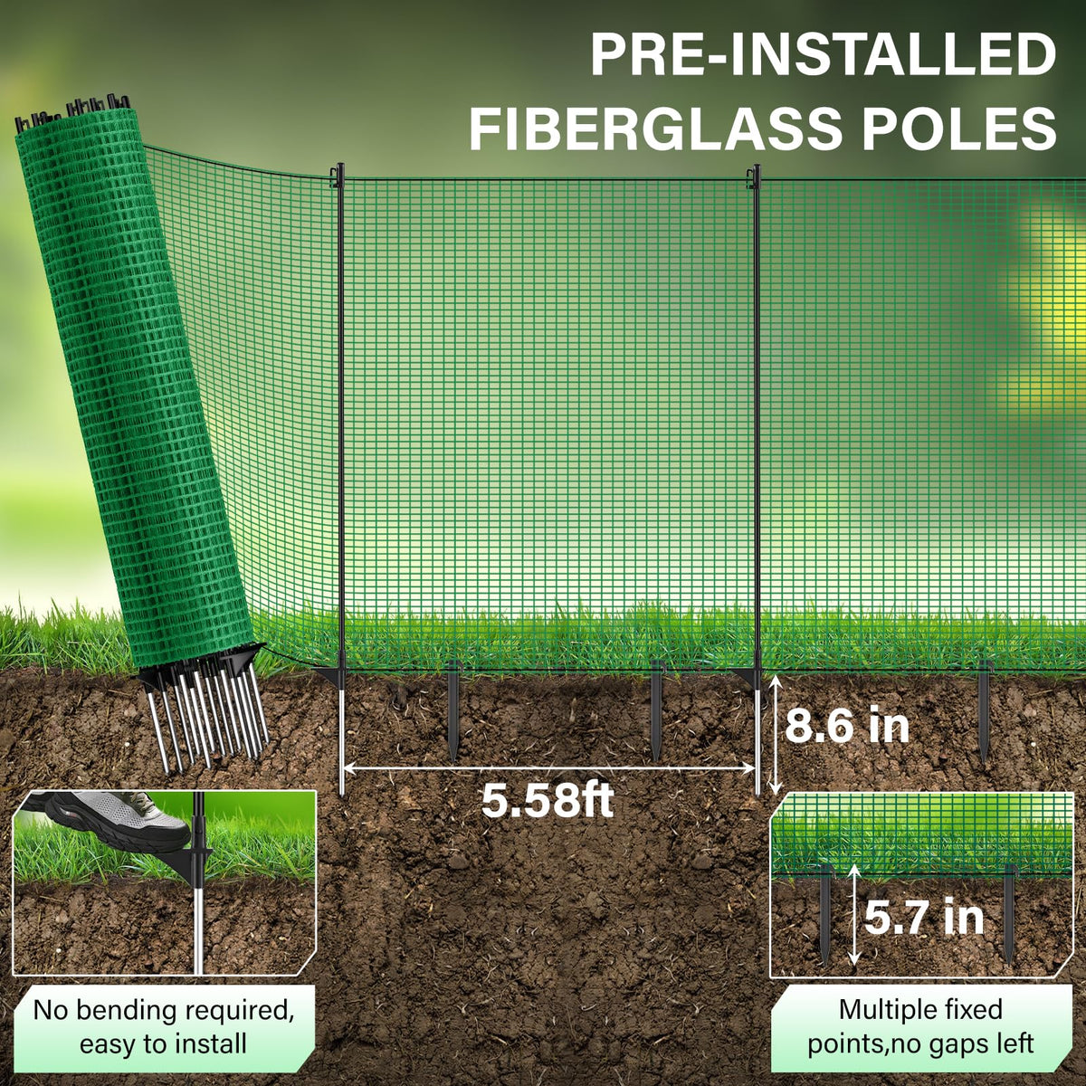 VASALAID plastic ground anchors secure the net on uneven ground.