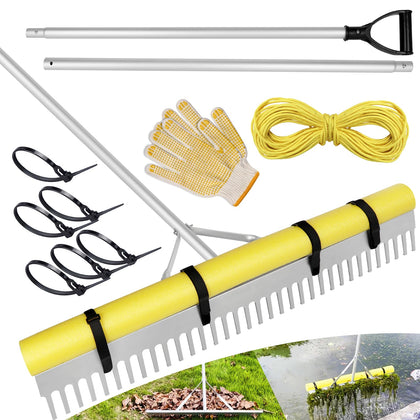 VASALAID Pond Rake with 36-inch head for efficient water cleaning and debris removal