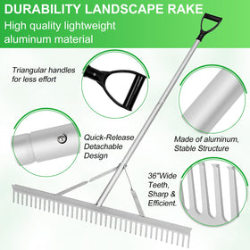VASALAID Pond Rake aluminum body for durable, rust-resistant performance