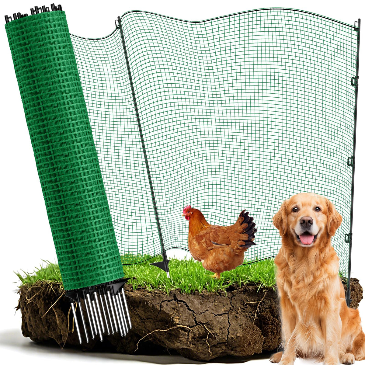 VASALAID temporary fence panel shows 82ft length and 3ft height for garden protection.