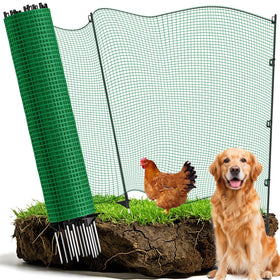 VASALAID temporary fence panel shows 82ft length and 3ft height for garden protection.