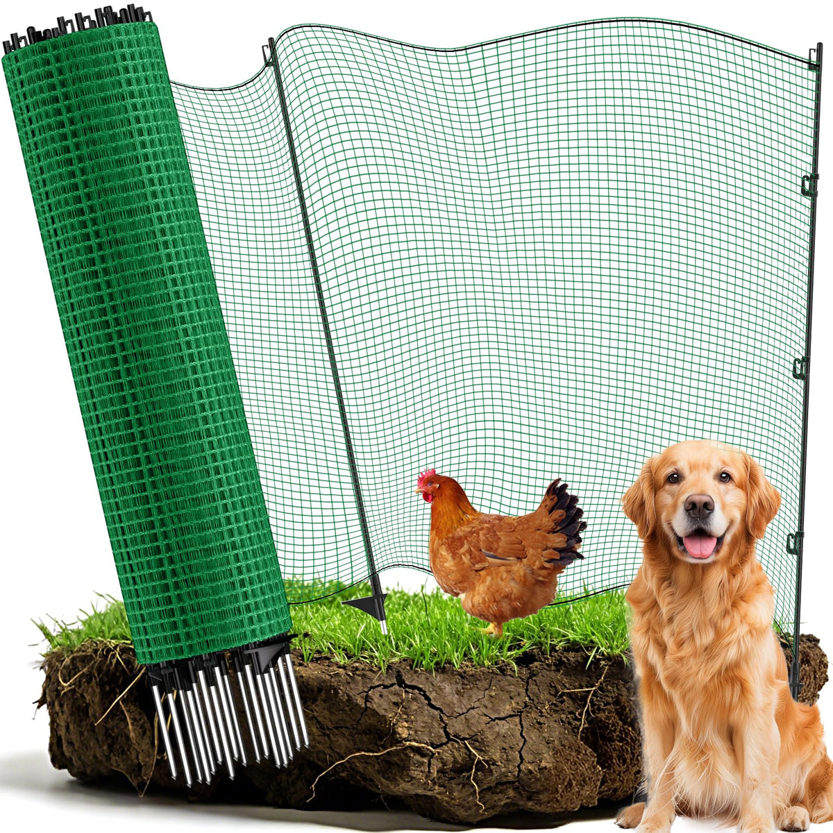 VASALAID temporary fence panel 100 ft protecting garden from animals