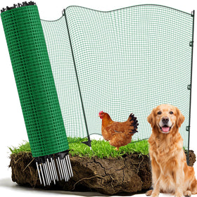 VASALAID temporary fence panel 100 ft protecting garden from animals