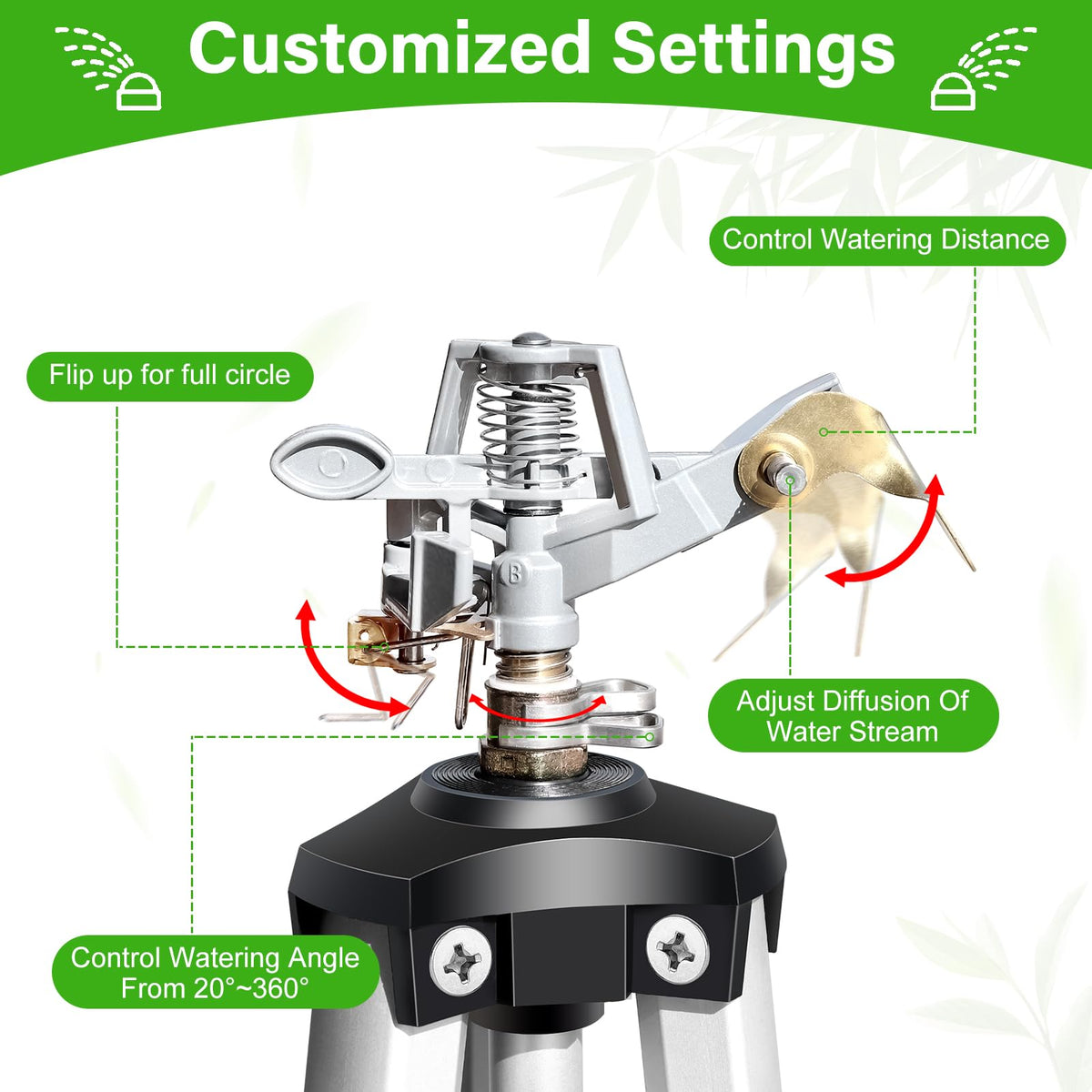 VASALAID yard sprinkler reaches up to 90 feet for large lawn irrigation