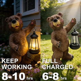 Vasesun bear statue solar lantern detailed close-up shows craftsmanship