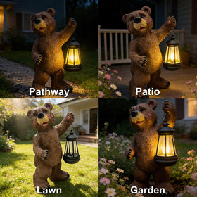 Vasesun bear statue solar lantern night light for patios