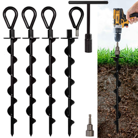 VASGOR 15-inch ground anchors four-pack ready to stabilize tents and canopies.