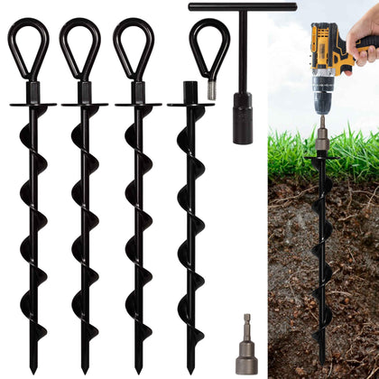 VASGOR 15-inch ground anchors four-pack ready to stabilize tents and canopies.
