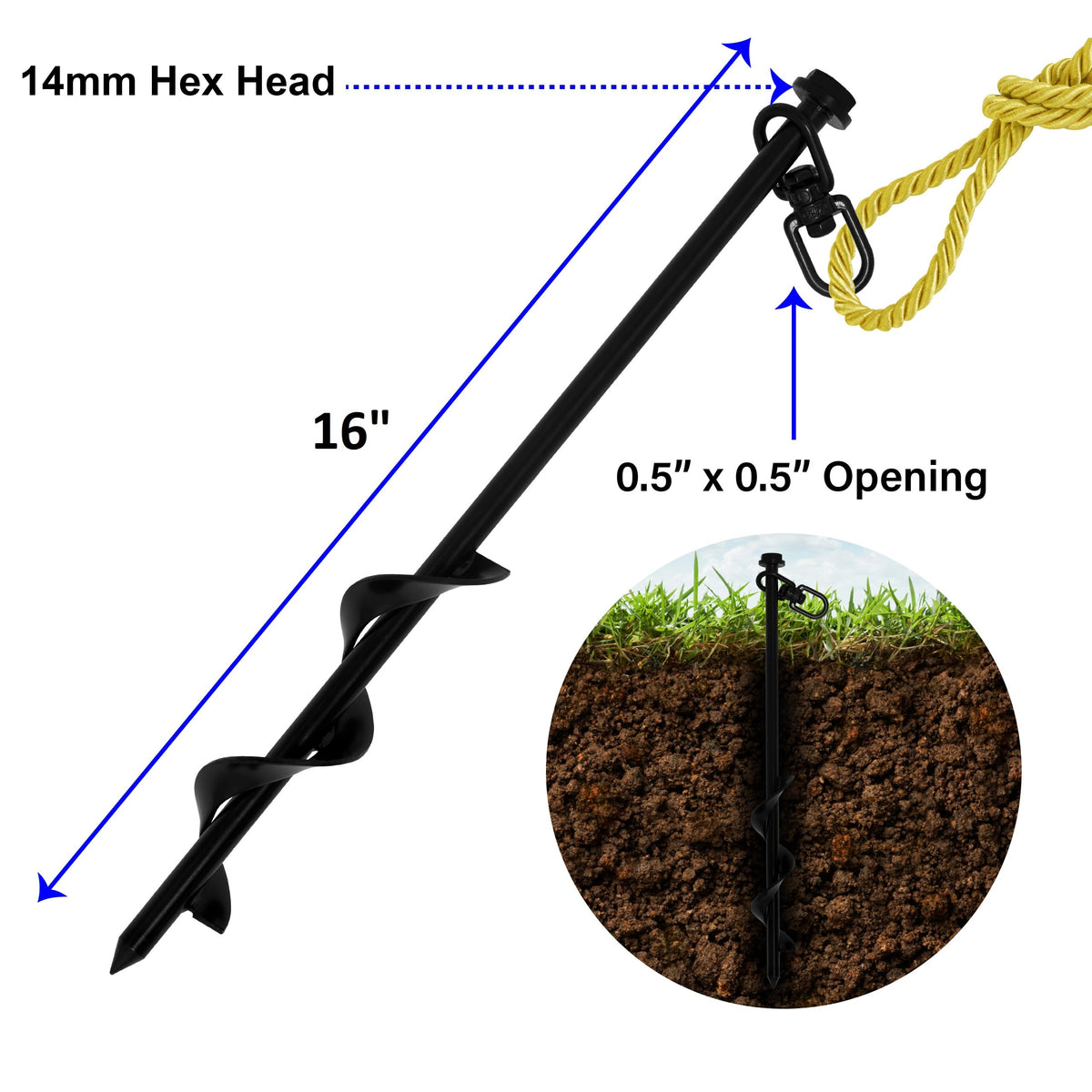 VASGOR ground anchors drill-use image demonstrates secure tent anchoring with a power drill.