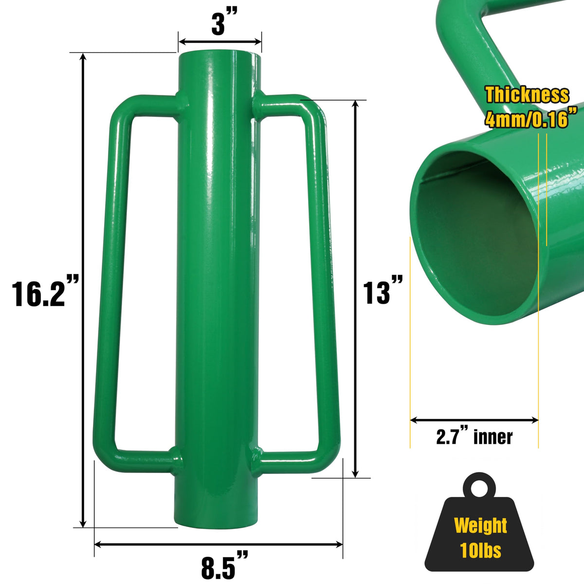 VASGOR Fence Post Driver green anti rust coating protects against weather