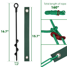 VASGOR stake straps and 39 ft rope for quick installation