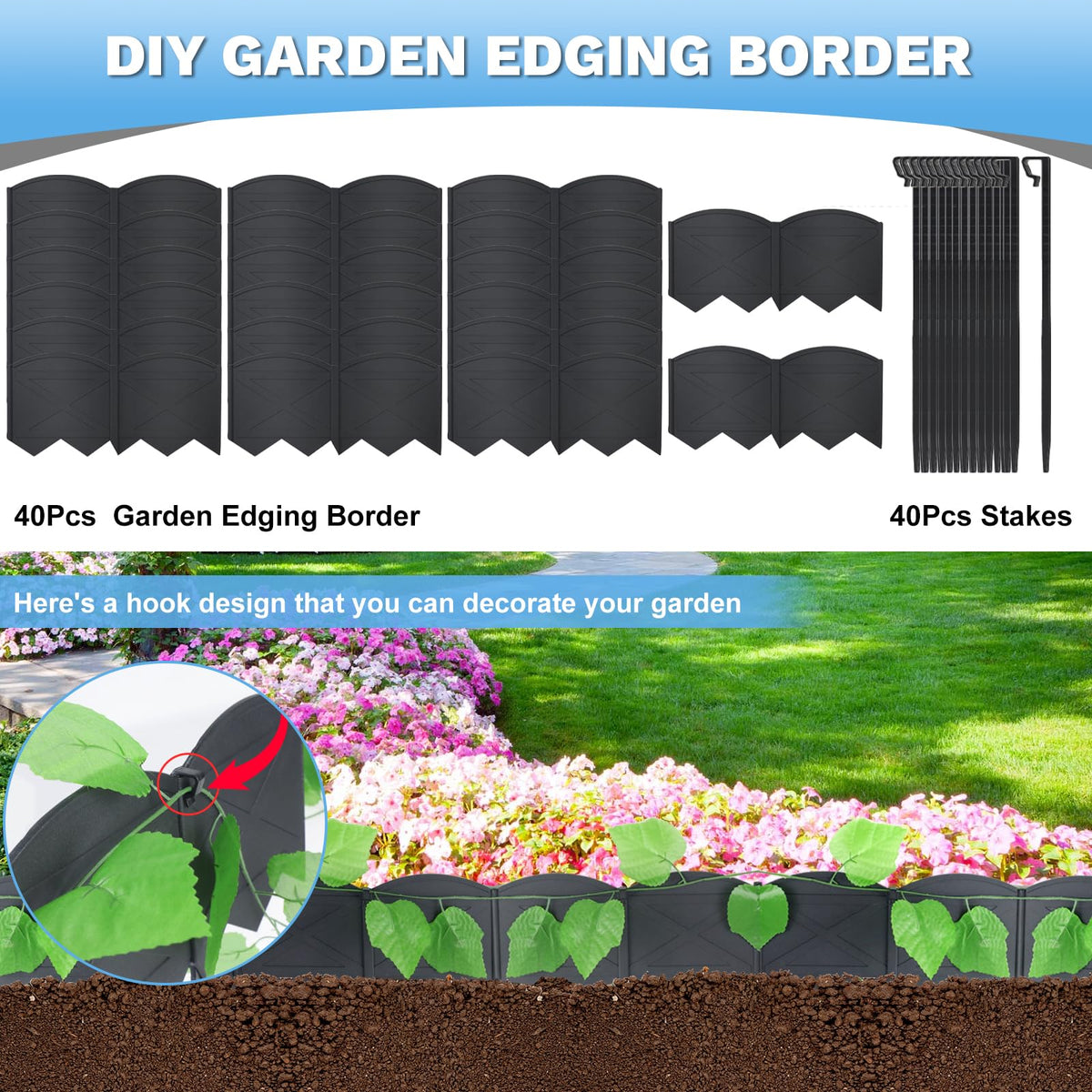Vashly curved-border design demonstrates flexible edging for curves and arcs.