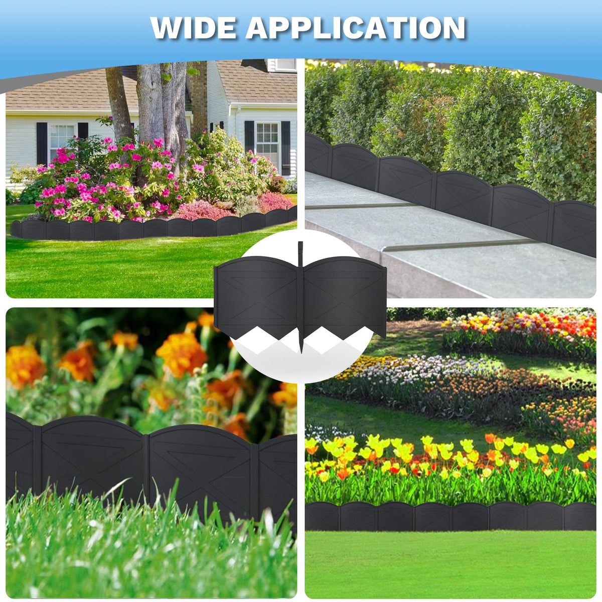 Vashly 7.8-inch garden stake anchors edging in soft soil for stability.
