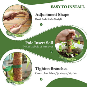 Vastcury 25-inch moss pole for Monstera climbing indoors with coco coir