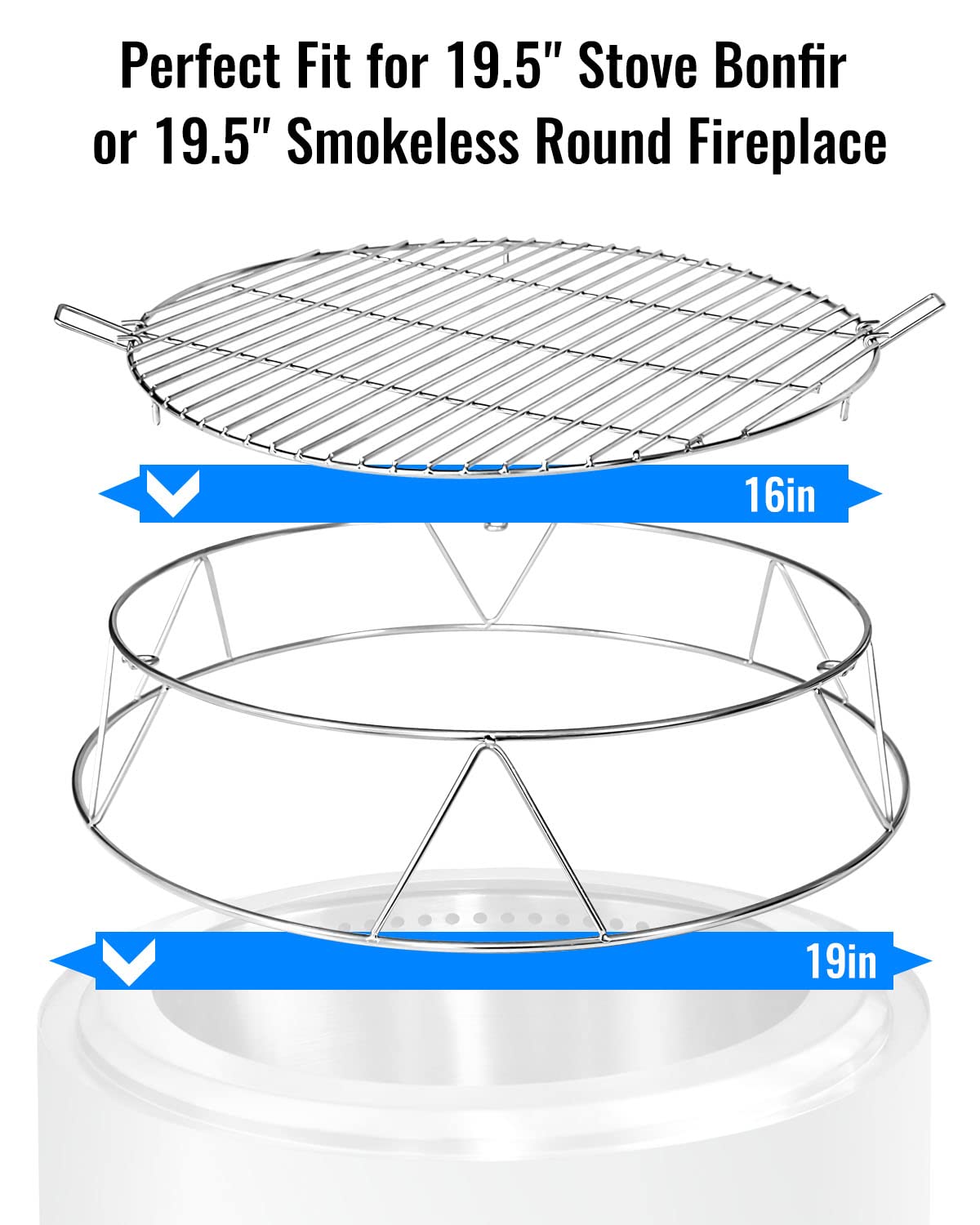 Vaticas round grill grate with handle, easy to move and flip food.