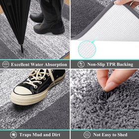Vaukki Absorbent microfiber mat dries feet and keeps floors clean.