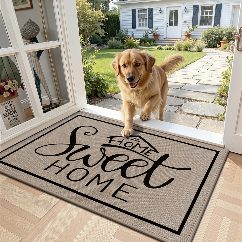 Vaukki indoor door mat 24x36 front view protects floors from dirt.